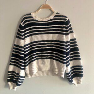 SEAFOLLY STRIPED KNIT COTTON SWEATER SIZE SMALL S